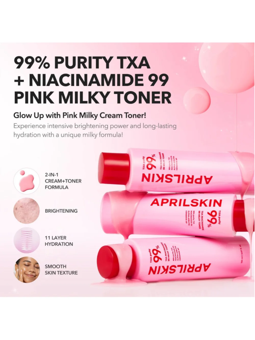 APRILSKIN TXA+Niacinamide 99 2-In-1 Pink Milky Toner